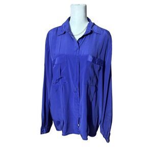 Vintage Kristina Alexander Womens Blouse Purple Button Up Sz 14